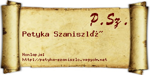 Petyka Szaniszló névjegykártya
